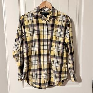 Lauren Ralph Lauren yellow plaid button front shirt women’s size 10 EUC